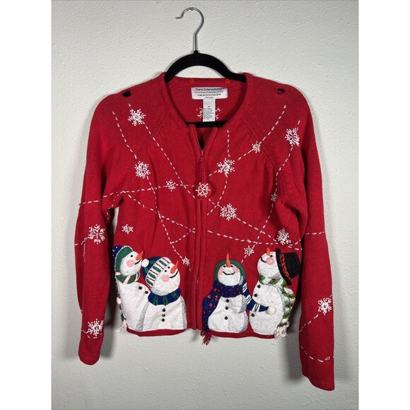 Christmas snowman "ugly" sweater cardigan #45 - Picture 1 of 8